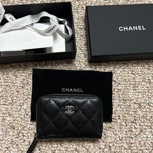 Chanel zip coin purse card case